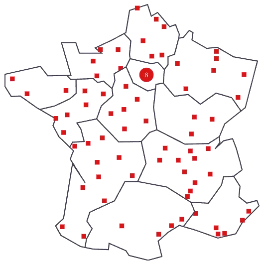 Carte des implantations Arthur Loyd en France